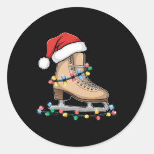 Kerstman sportieve kerst ijshockeyspeler voor mann ronde sticker