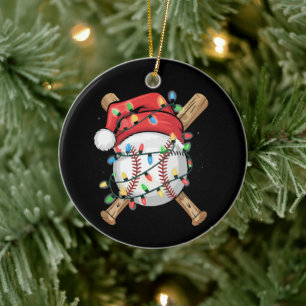 Kerstman sportieve kerstbalspeler keramisch ornament