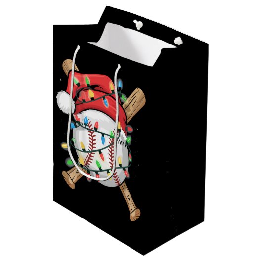 Kerstman sportieve kerstbalspeler medium cadeauzakje (Voorkant Gekanteld)