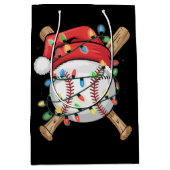 Kerstman sportieve kerstbalspeler medium cadeauzakje (Voorkant)