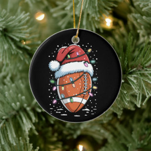 Kerstman sportieve Kerstmis American Football Spel Keramisch Ornament