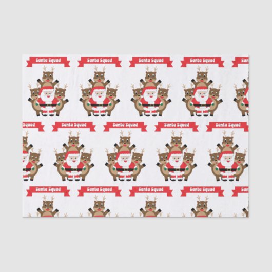 Kerstman Squad Kerst Grappig Rendier Tissuepapier (Voorkant)
