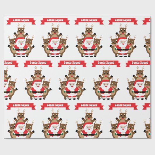 Kerstman Squad Kerstrendier Grappig Cadeaupapier (Vlak)