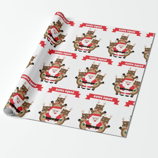 Kerstman Squad Kerstrendier Grappig Cadeaupapier (Uitgerold)