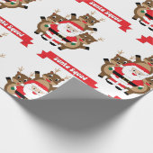Kerstman Squad Kerstrendier Grappig Cadeaupapier (Hoek)
