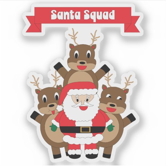 Kerstman Squad Kerstrendier Grappig Sticker (Voorkant)