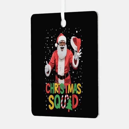 Kerstman Squad Zwart Afrikaans Amerikaans Metalen Ornament (Voorkant links)