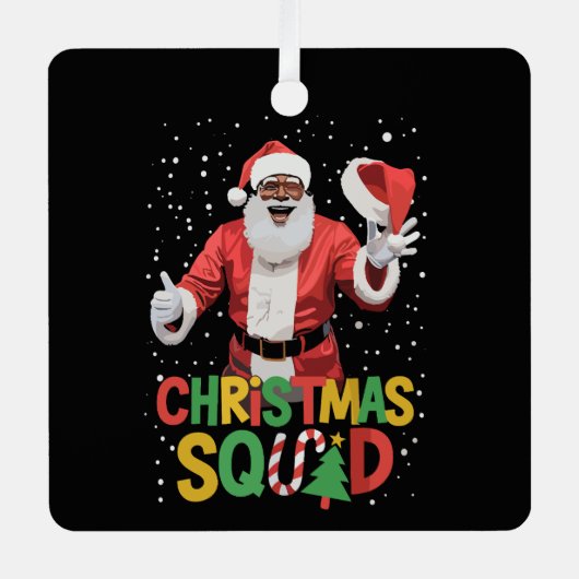 Kerstman Squad Zwart Afrikaans Amerikaans Metalen Ornament (Voorkant)