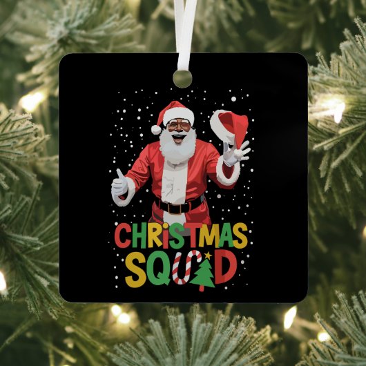 Kerstman Squad Zwart Afrikaans Amerikaans Metalen Ornament (Insitu)