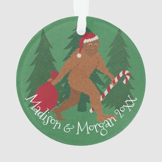 Kerstman squatch kerst met Jouw naam en jaar Ornament (achterkant)