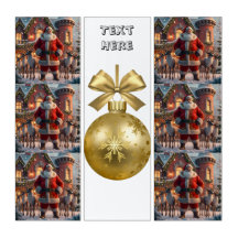 Kerstman staand met herten bal ornament tekst hier