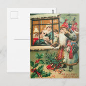Kerstman staat voor het raam briefkaart (Voorkant / Achterkant)