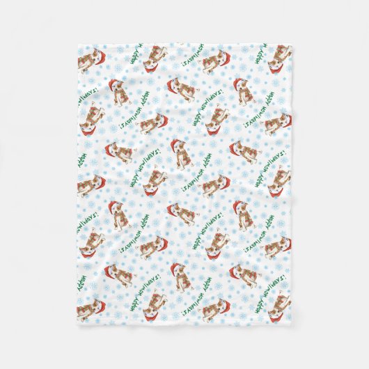 kerstman-staf, griekbank fleece deken (Voorkant)