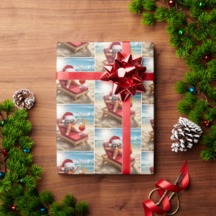 Kerstman Stafish op een Chaise Lounge Cadeaupapier