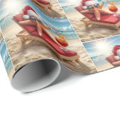 Kerstman Stafish op een Chaise Lounge Cadeaupapier (Rol Hoek)