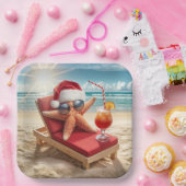 Kerstman Stafish op een Chaise Lounge Papieren Bordje (Feest)