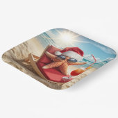 Kerstman Stafish op een Chaise Lounge Papieren Bordje (Gebogen)