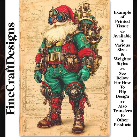 Kerstman Steampunk Sfeer BL6 Découpage Tissuepapier