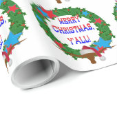 Kerstman Steer - Vrolijk Kerstfeest Y'all Cadeaupapier (Rol Hoek)