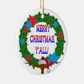 Kerstman Steer - Vrolijk Kerstfeest Y'all Keramisch Ornament (Rechts)