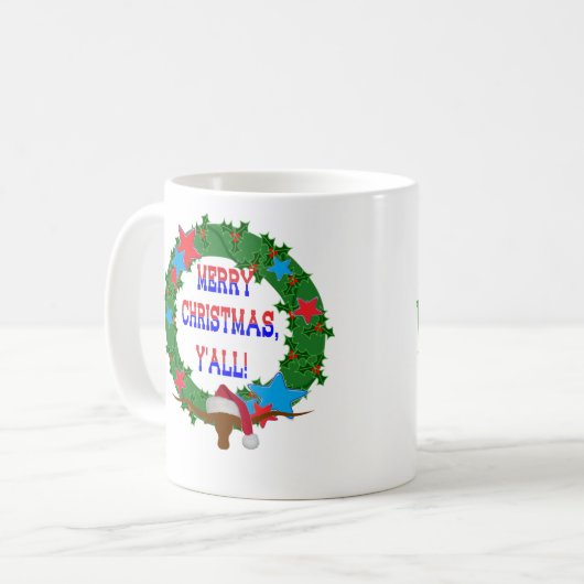 Kerstman Steer - Vrolijk Kerstfeest Y'all Koffiemok (Voorkant links)