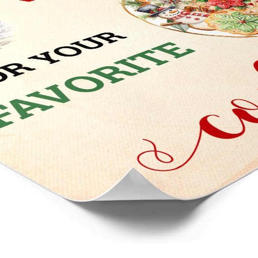 Kerstman Stem op Uw Favoriete Koekjeskerstbord Poster (Hoek)