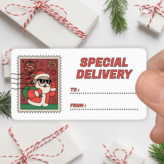 Kerstman Stempel Speciale Levering Sticker