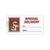 Kerstman Stempel Speciale Levering Sticker (Voorkant)