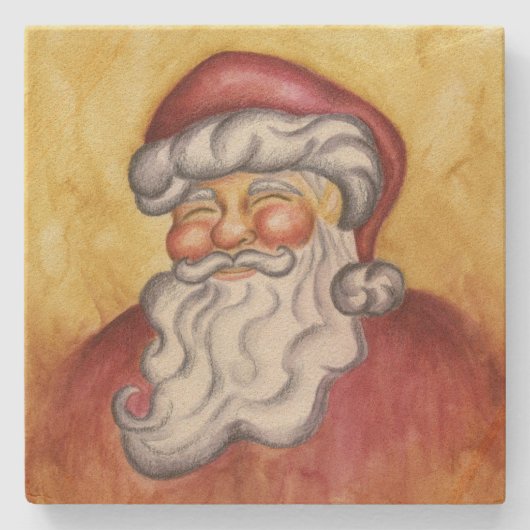 Kerstman Stenen Onderzetter (Voorkant)