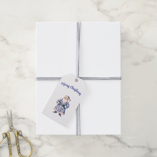 Kerstman sticker cadeaulabel (Met Touw)