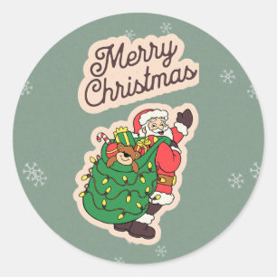 Kerstman sticker in vintage stijl