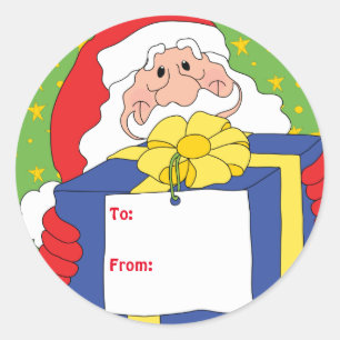 Kerstman Stickers. Personaliseren. Ronde Sticker
