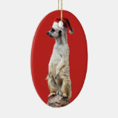 Kerstman stokstaartje keramisch ornament (Rechts)