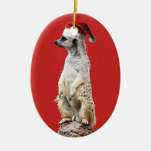 Kerstman stokstaartje keramisch ornament