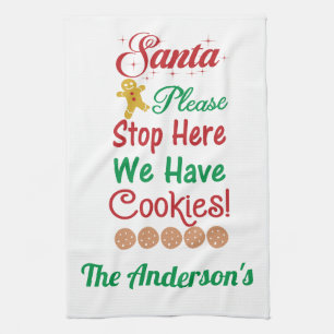 Kerstman Stop Hier Achter We Hebben Koekjes Theedoek