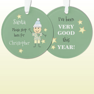 Kerstman stop hier alsjeblieft groen ornament