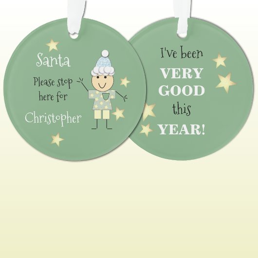 Kerstman stop hier alsjeblieft groen ornament