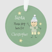 Kerstman stop hier alsjeblieft groen ornament (voorkant)