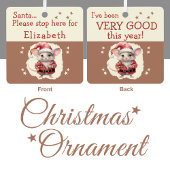 Kerstman stop hier naam schattige muis bruin metalen ornament