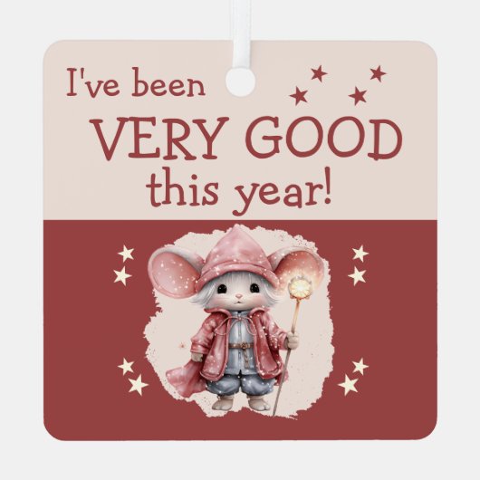 Kerstman stop hier naam schattige muis roze metalen ornament (Achterkant)