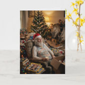 Kerstman stopt ermee AI-vervanging Grappige Kerst Kaart (Gele Bloem)