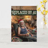 Kerstman stopt ermee AI vervanging Grappige Kerst Kaart (Gele Bloem)