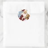 Kerstman Stoute Goede Lijst Teddybeer Ronde Sticker (Tas)
