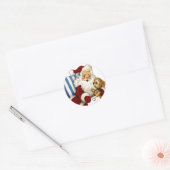 Kerstman Stoute Goede Lijst Teddybeer Ronde Sticker (Envelop)