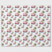 Kerstman Strand Cadeaupapier (Vlak)