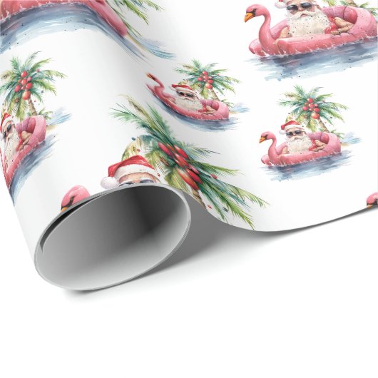 Kerstman Strand Cadeaupapier (Rol Hoek)