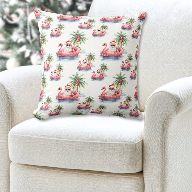 Kerstman Strand Kussen (Santa Beach Christmas Throw Pillow )