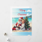 Kerstman Strand Vakantie Feestdagenkaart
