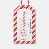 Kerstman Streep Script Prettig Kerstfeest Cadeaulabel (Voorkant)