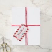 Kerstman Streep Script Prettig Kerstfeest Cadeaulabel (Met Touw)